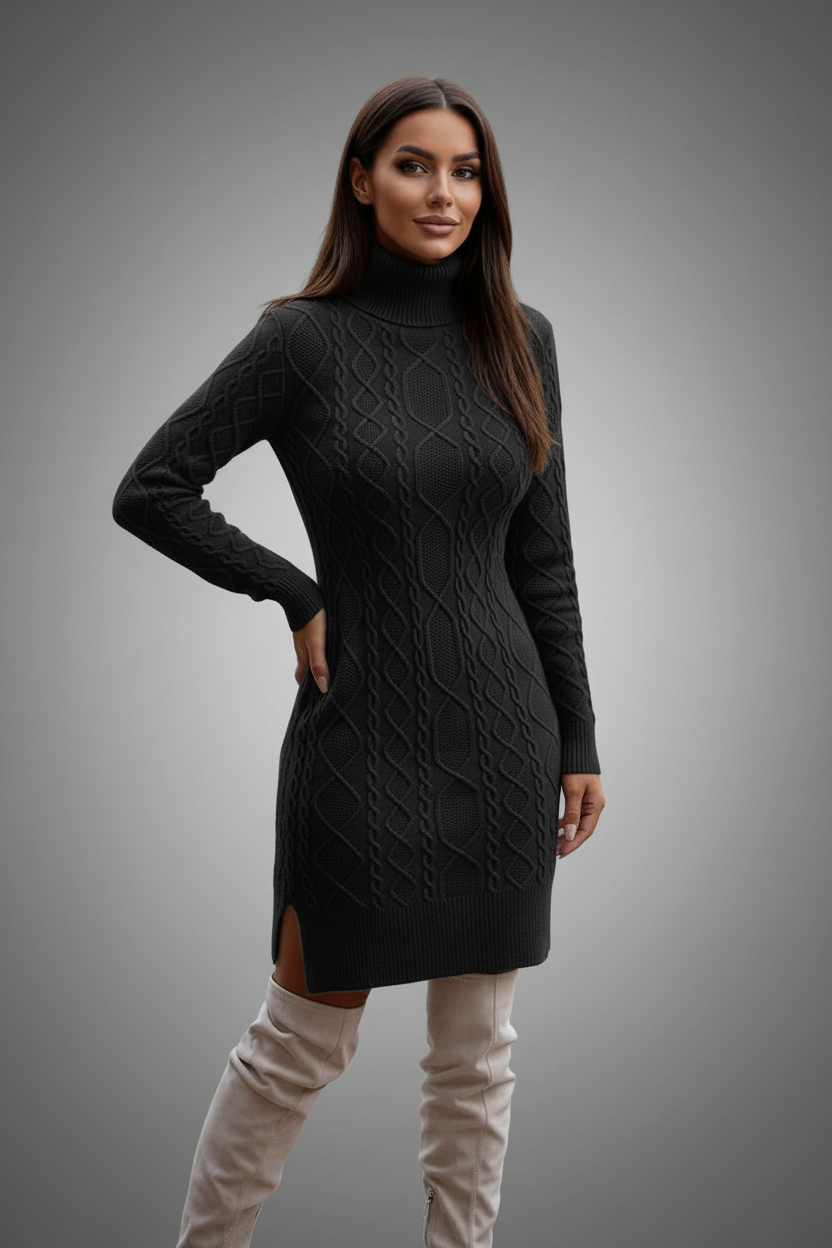 Classy Adore Turtleneck Knit Sweater Dress (k)