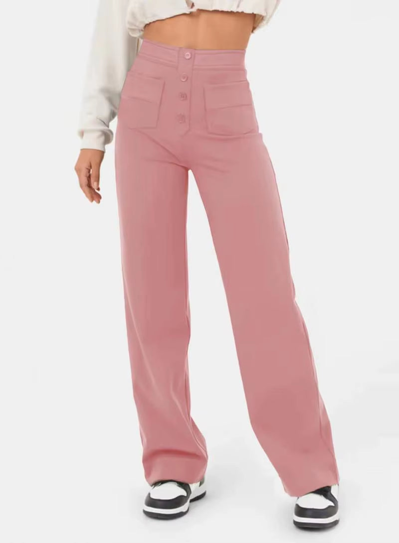 CloudEase™ High-Waist Wide Leg Summer Pants – Soft, Comfortable Fit with Elastic Waist and Button Closure for Effortless Style