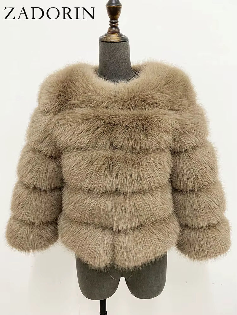 S-6XL Mink Coat Winter Black White Faux Fur Coat Woman Elegant Fluffy Faux Fur Jacket Top Short Fur Coats Woman Clothing