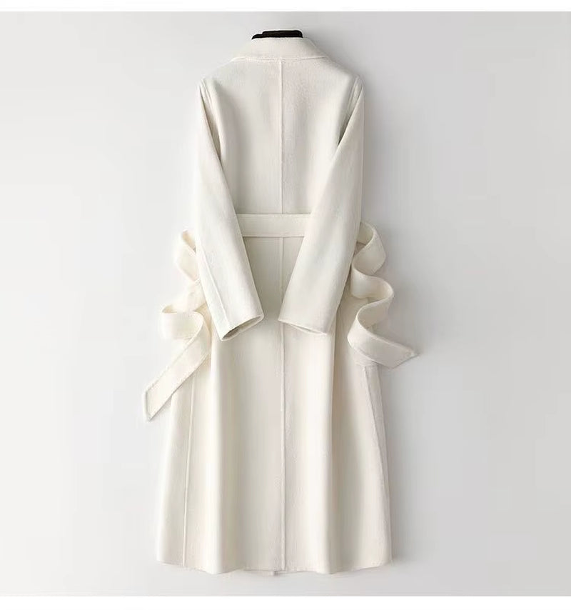 Double-Sided 100% Wool Coat Women Long Black 2025 Autumn and Winter New Korean Women Woolen Coat