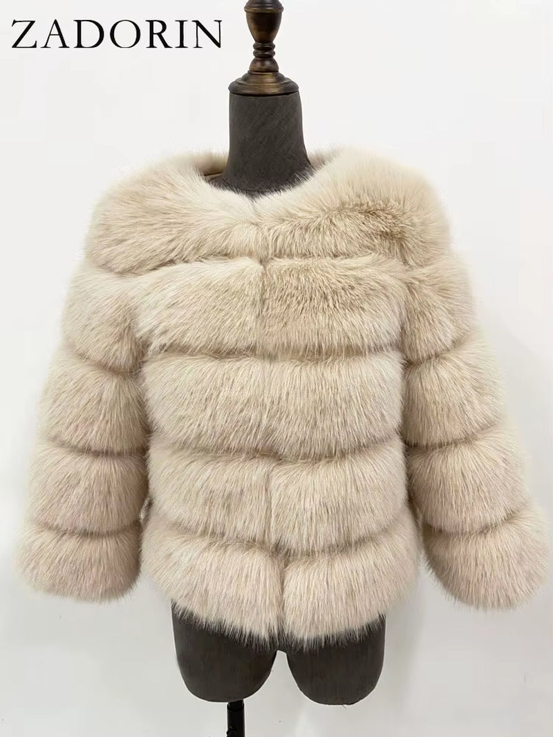 S-6XL Mink Coat Winter Black White Faux Fur Coat Woman Elegant Fluffy Faux Fur Jacket Top Short Fur Coats Woman Clothing