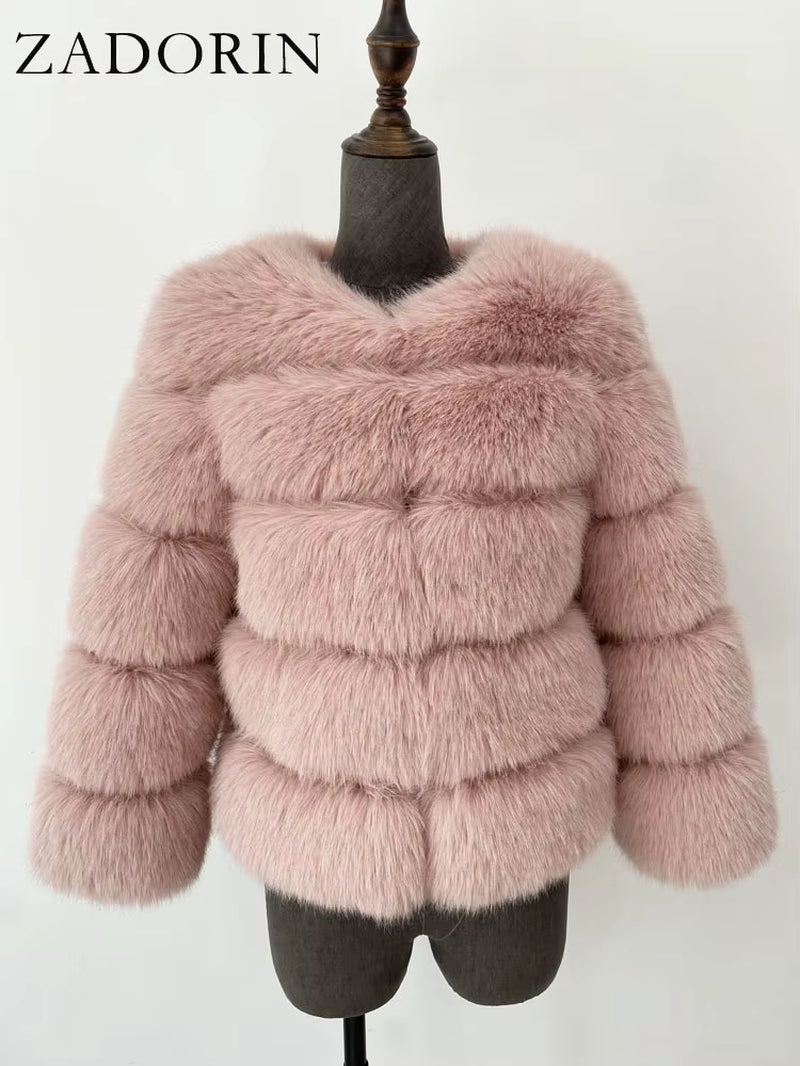 S-6XL Mink Coat Winter Black White Faux Fur Coat Woman Elegant Fluffy Faux Fur Jacket Top Short Fur Coats Woman Clothing