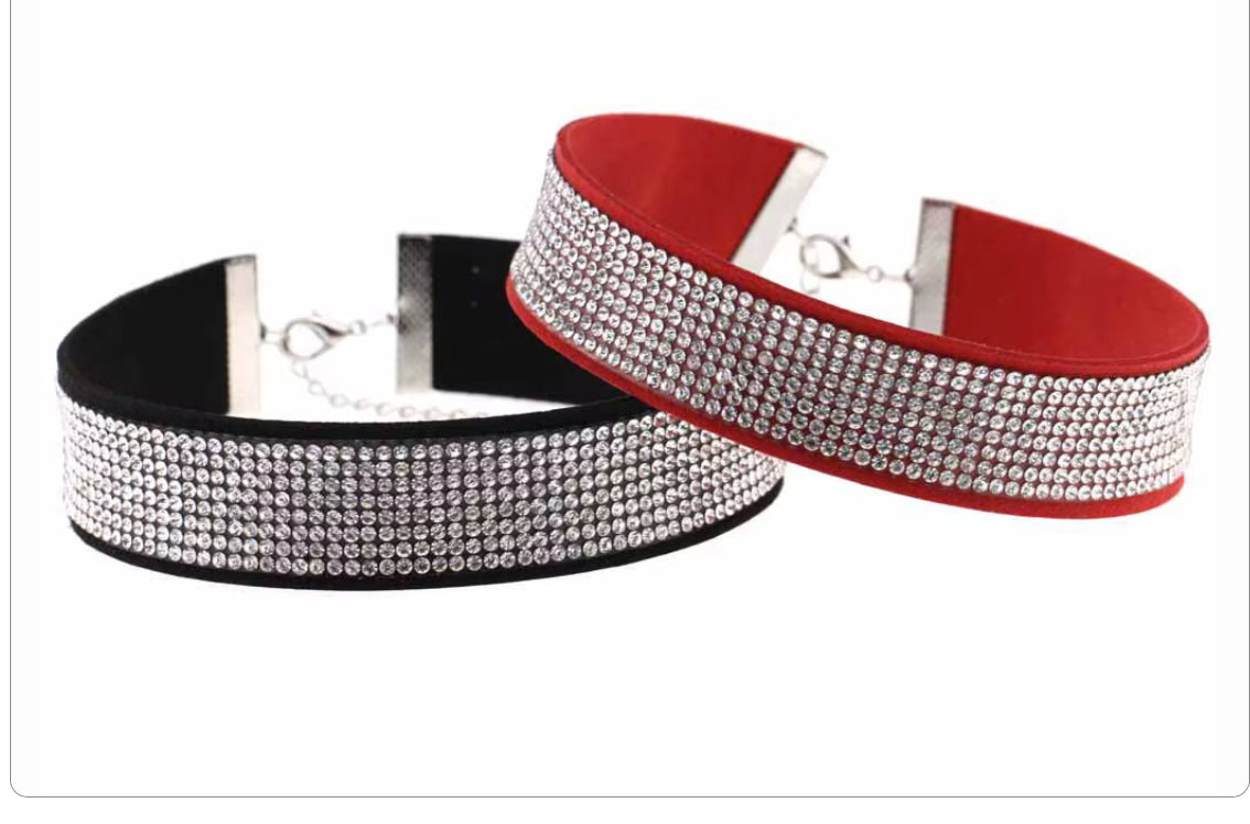 Different Colors of Harajuku Choker Necklace Women Crystal Choker PU Leather Chocker Gothic Collar Punk Jewelry Goth Fashion Accessories