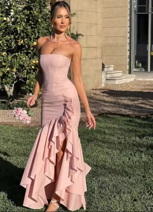 Off-Shoulder Ruffle Maxi Dress - Sultry Bodycon Party Dress