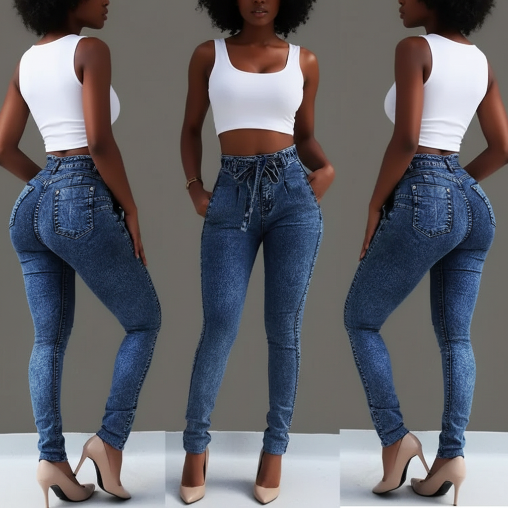 Classy Adore High Waisted Paper Bag Skinny jeans - Distressed Denim