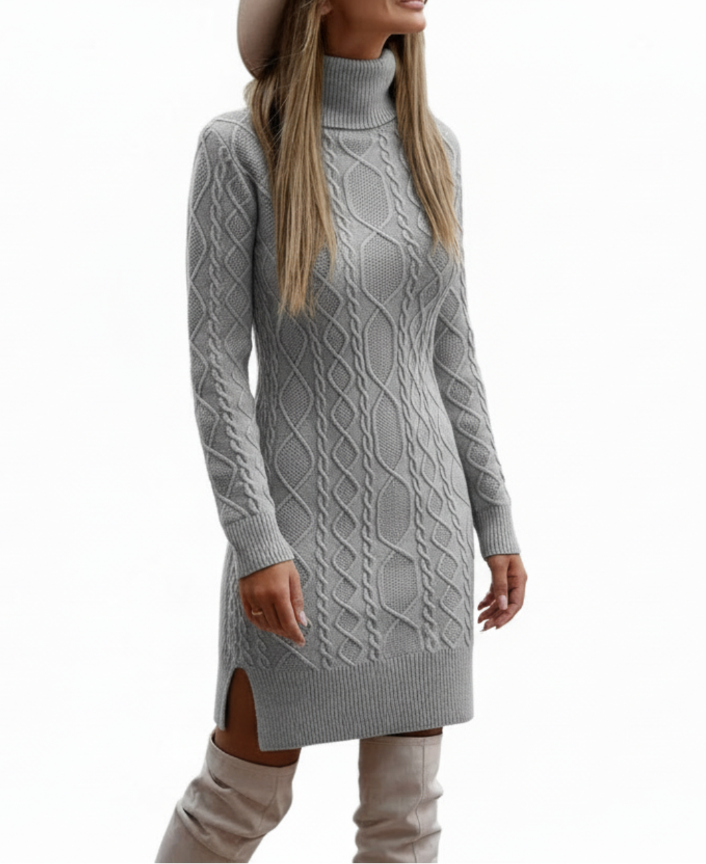 Classy Adore Turtleneck Knit Sweater Dress (k)