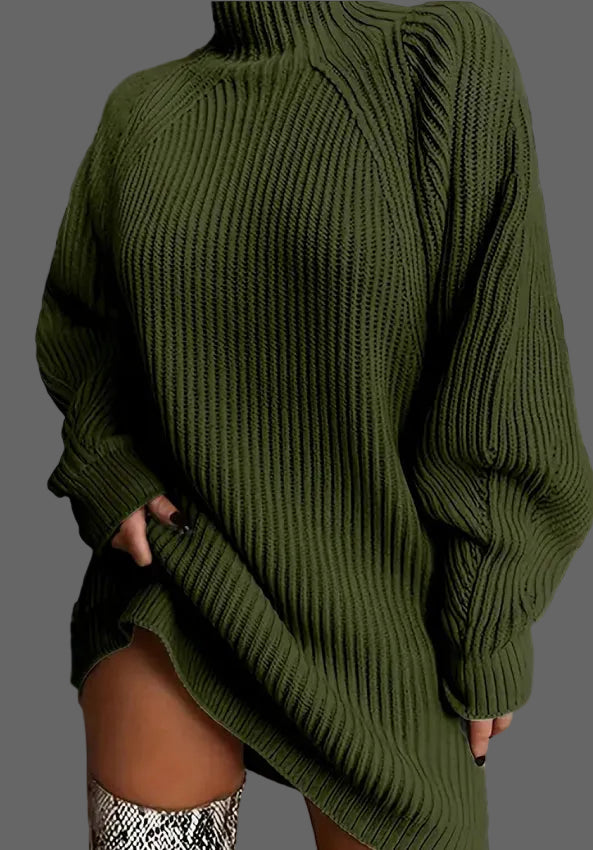 Cozy Turtleneck Sweater Dress - Long Sleeve Knit Dress