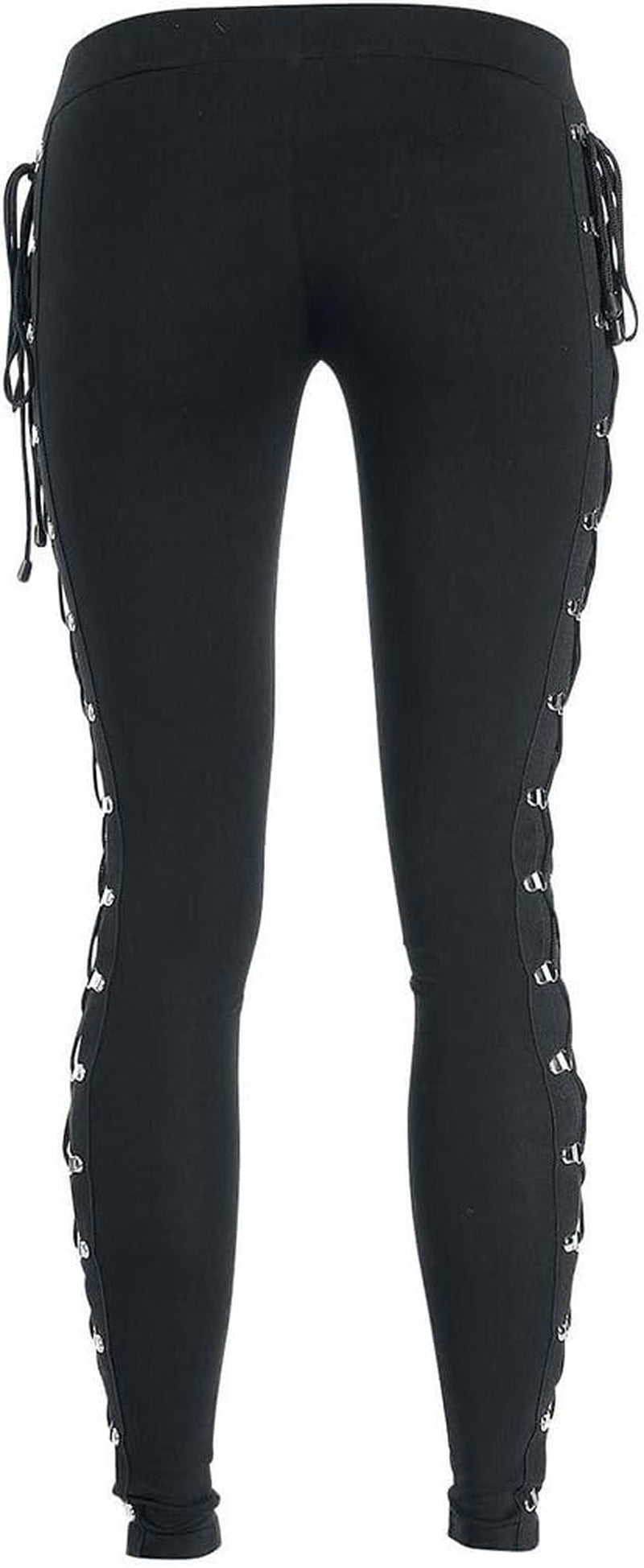 Sexy Punk Leggings for Women Lace up Pants Side Bandage Pant Teen Girls Tight Pants Club Streetwear Thick Bodycon Black