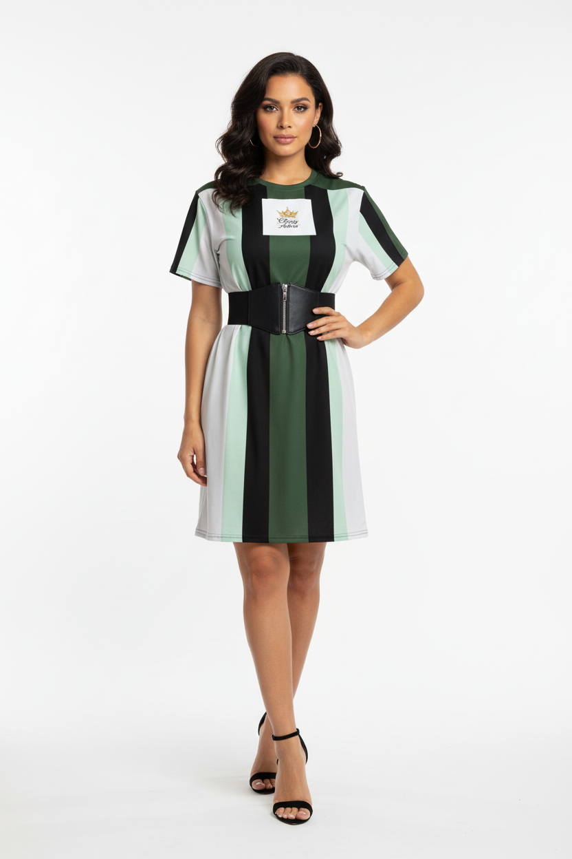 Classy Adore “Stripe & Reign” T-Shirt Dress