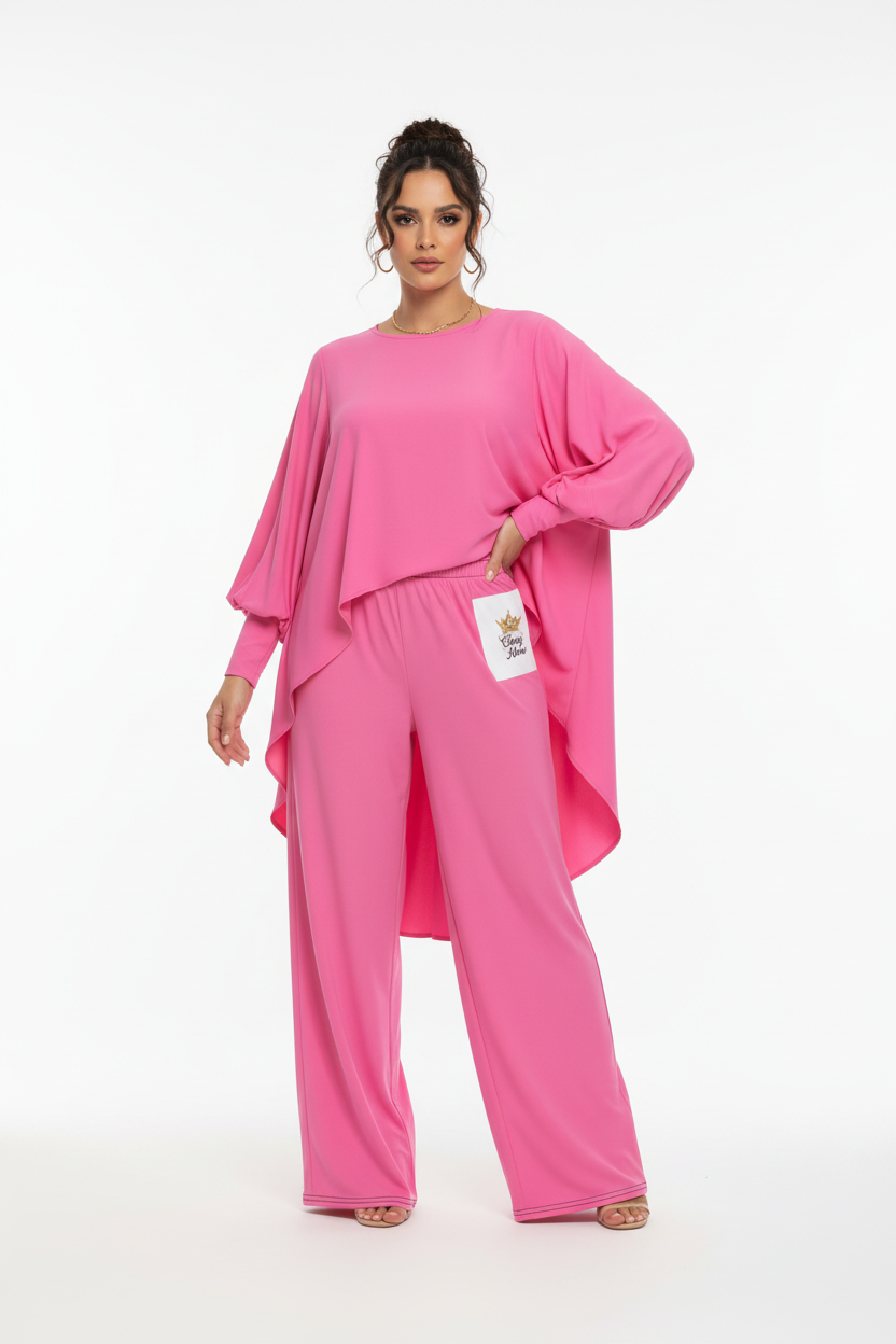 Classy Adore “Tickle Me Pink” Wide-Leg Pants