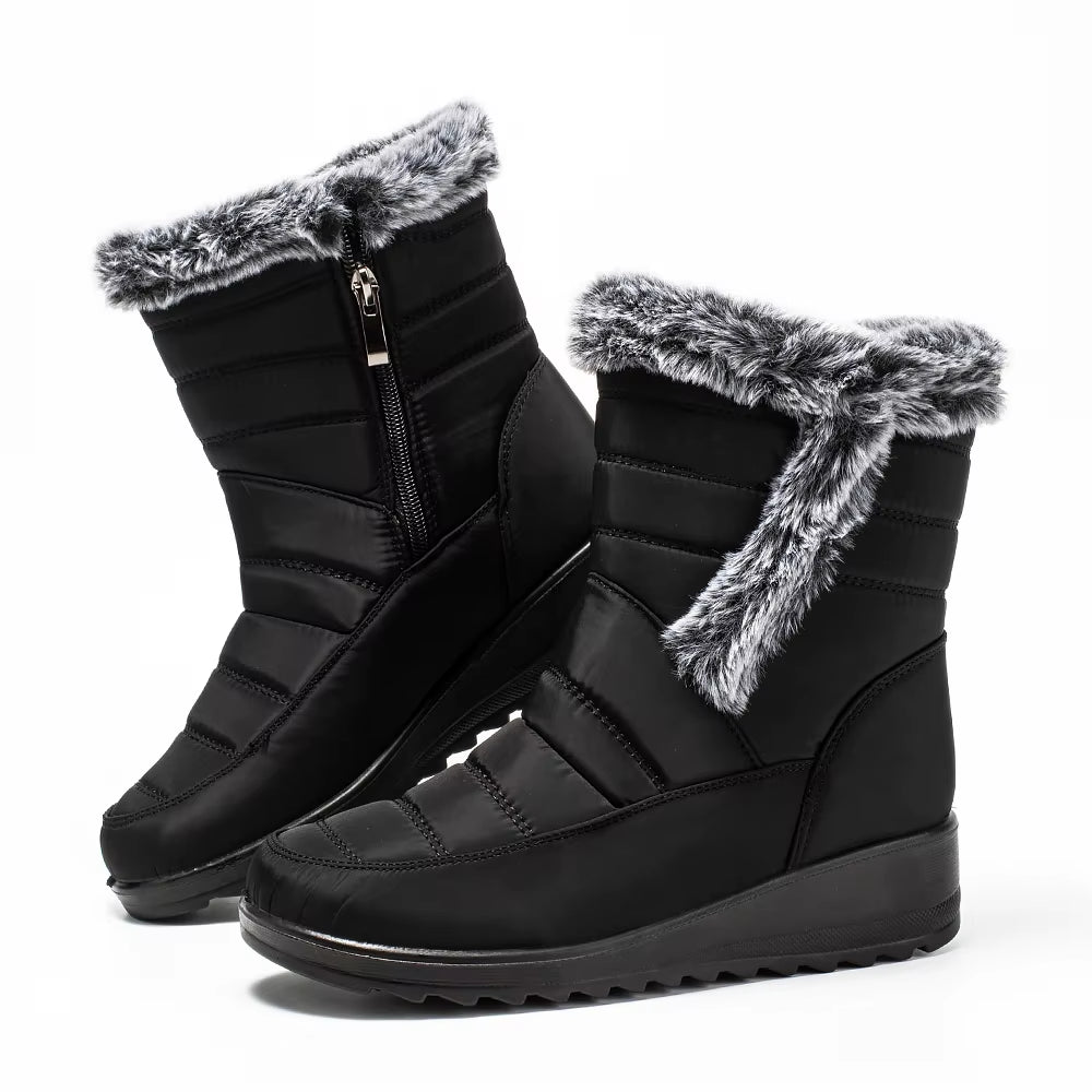 Waterproof Winter Boots for Women 2024 New Thick Plush Snow Boots Woman Platform Ankle Botas Rabbit Fur Warm Cotton Padded Shoes
