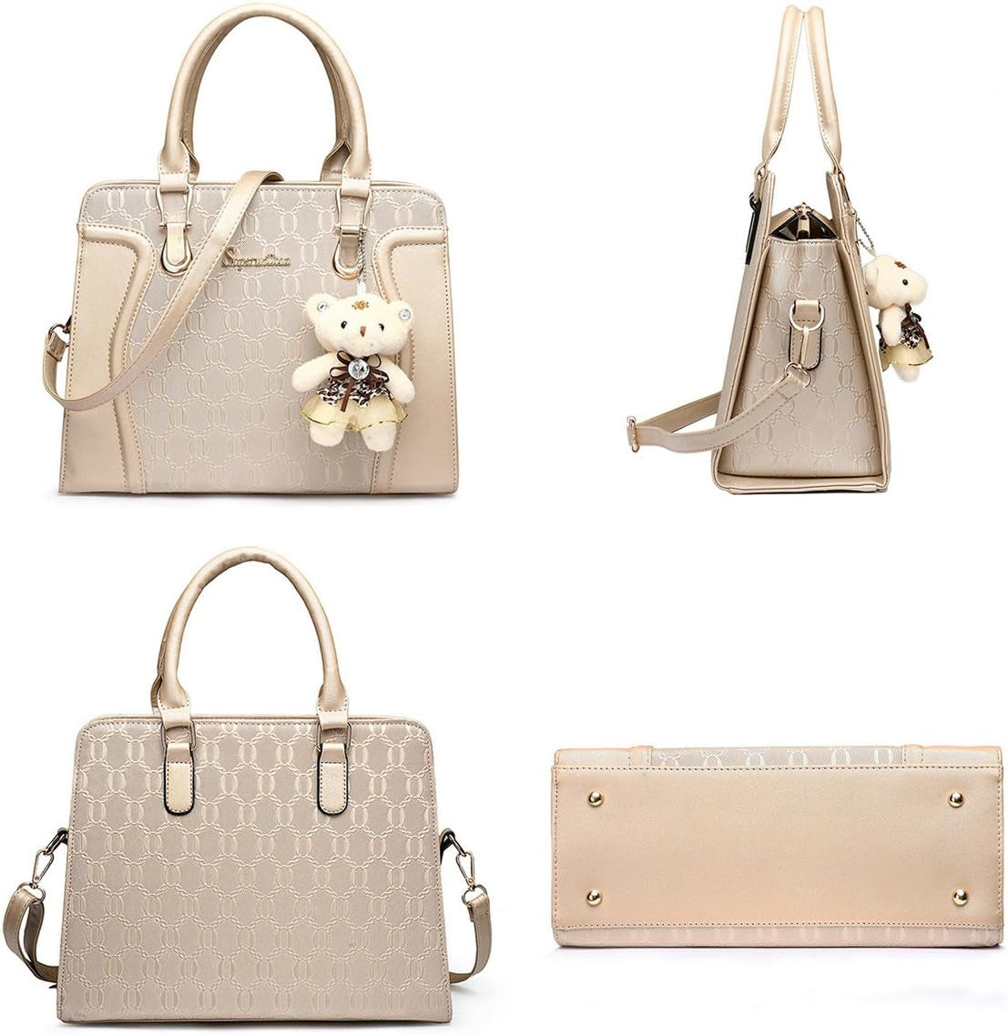 Women'S Fashion Handbags Tote Bags Shoulder Bag Top Handle Satchel Purse Set 4Pcs