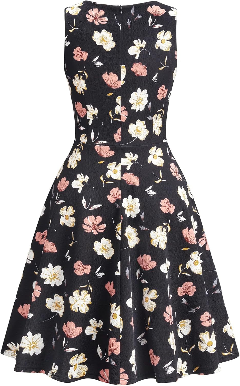 Women'S Vintage Floral Lace Flared A-Line Swing Casual Party Cocktail Dresses Sleeveless