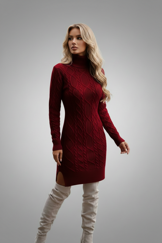 Classy Adore Turtleneck Knit Sweater Dress (k)