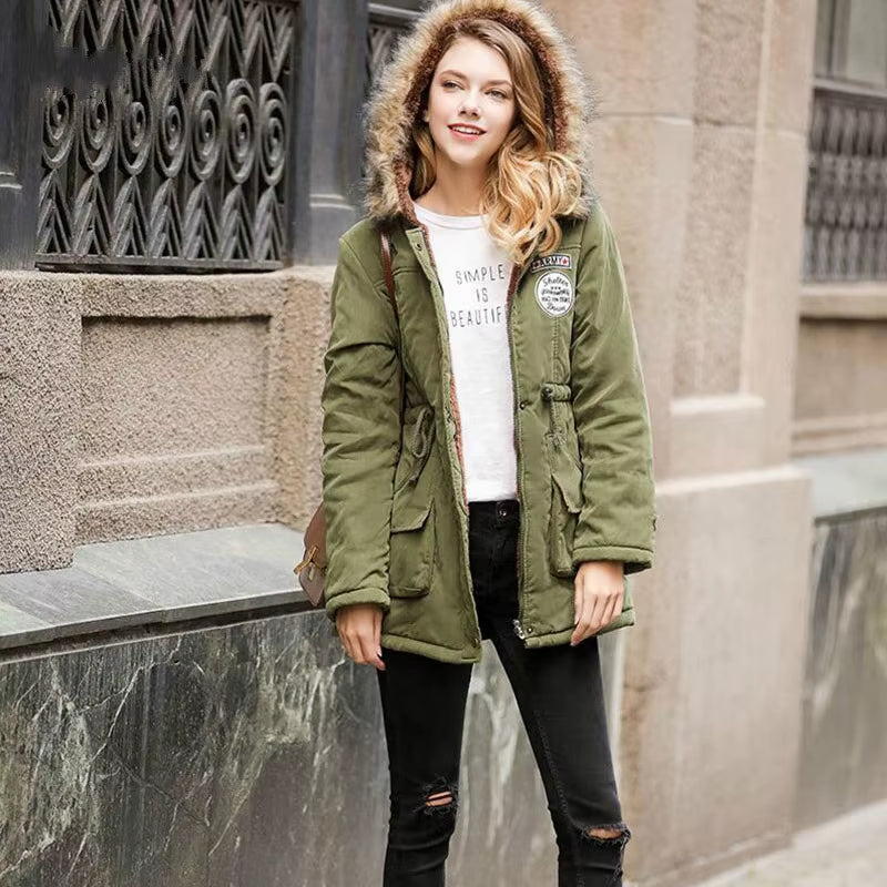 Pink Women Parkas Long Thick Warm Jacket Hooded Fur Lady Coats & Outerwear Winter Jacket Women Parkas for Coat Fashion Female