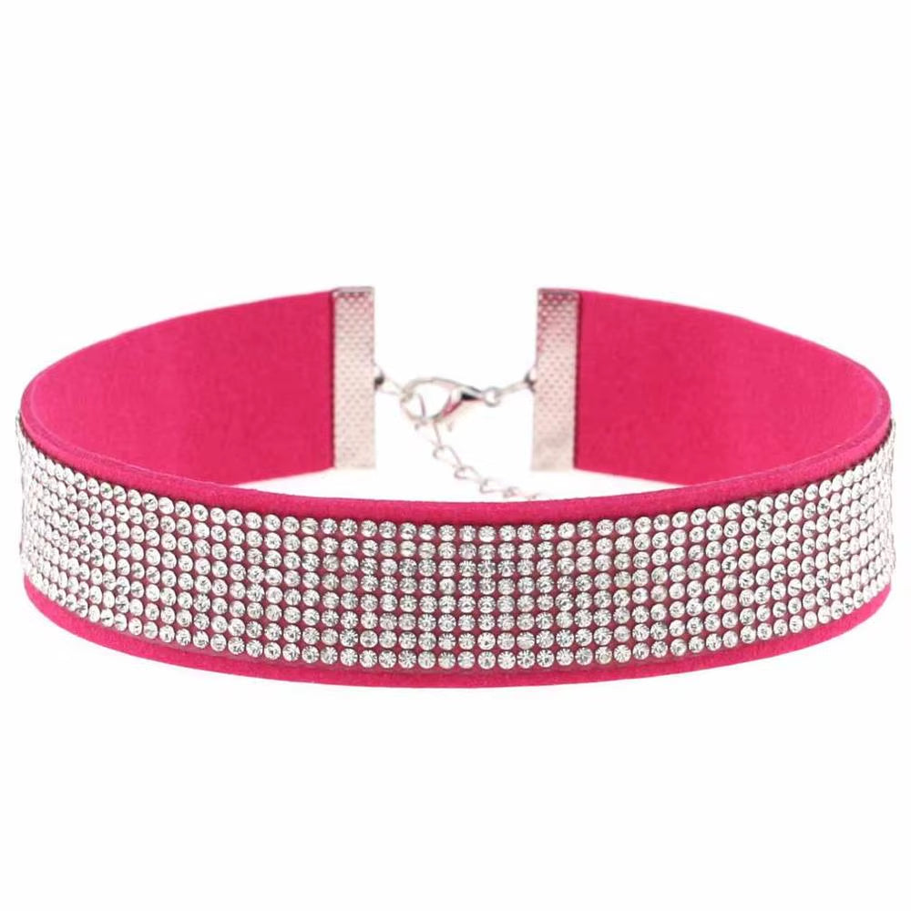 Harajuku Choker Necklace Women Crystal Choker PU Leather Chocker Gothic Collar Punk Jewelry Goth Fashion Accessories