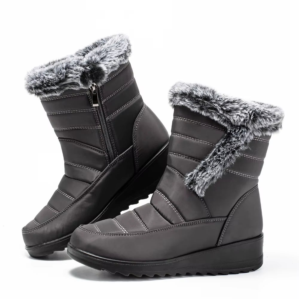 Waterproof Winter Boots for Women 2024 New Thick Plush Snow Boots Woman Platform Ankle Botas Rabbit Fur Warm Cotton Padded Shoes