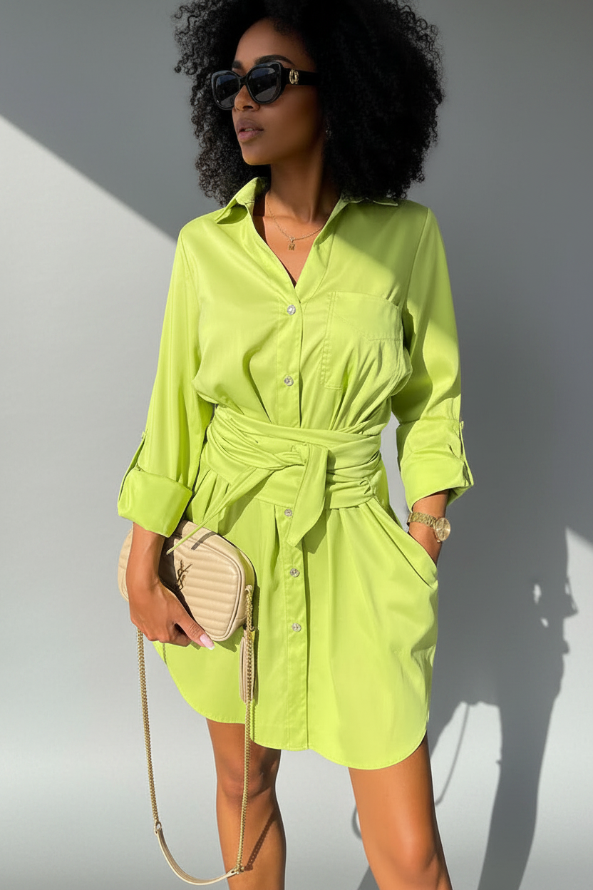 Classy Adore Rolled Sleeve Shirt Dress