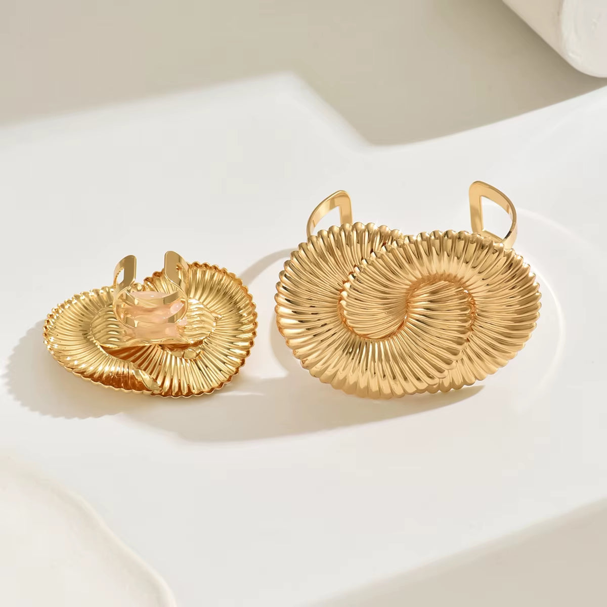 Lxalry Black & Gold Armor Duo, Electroplated Iron Bracelet & Ring, Handmade Industrial Chic, Gift for Everyday Edge to Dark Glam