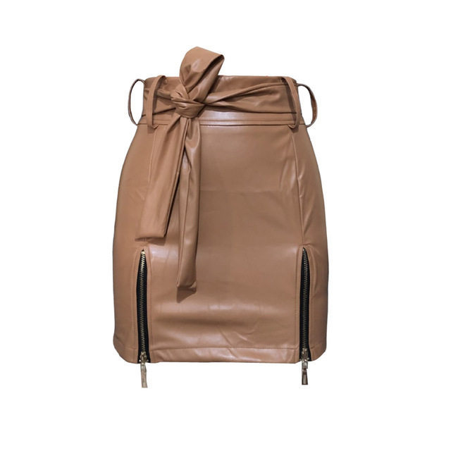 Classy Adore Bandage PU Leather Skirt - Body-Hugging Mini Skirt