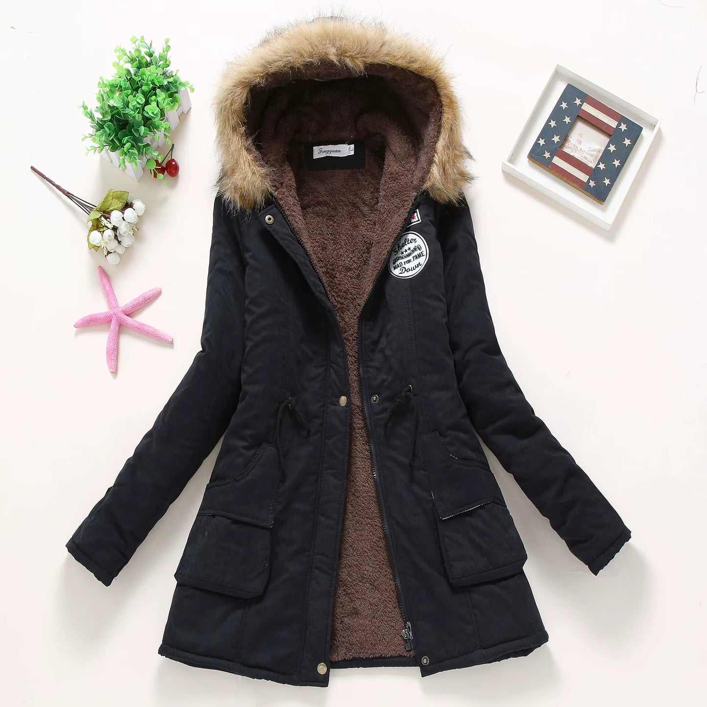 Pink Women Parkas Long Thick Warm Jacket Hooded Fur Lady Coats & Outerwear Winter Jacket Women Parkas for Coat Fashion Female