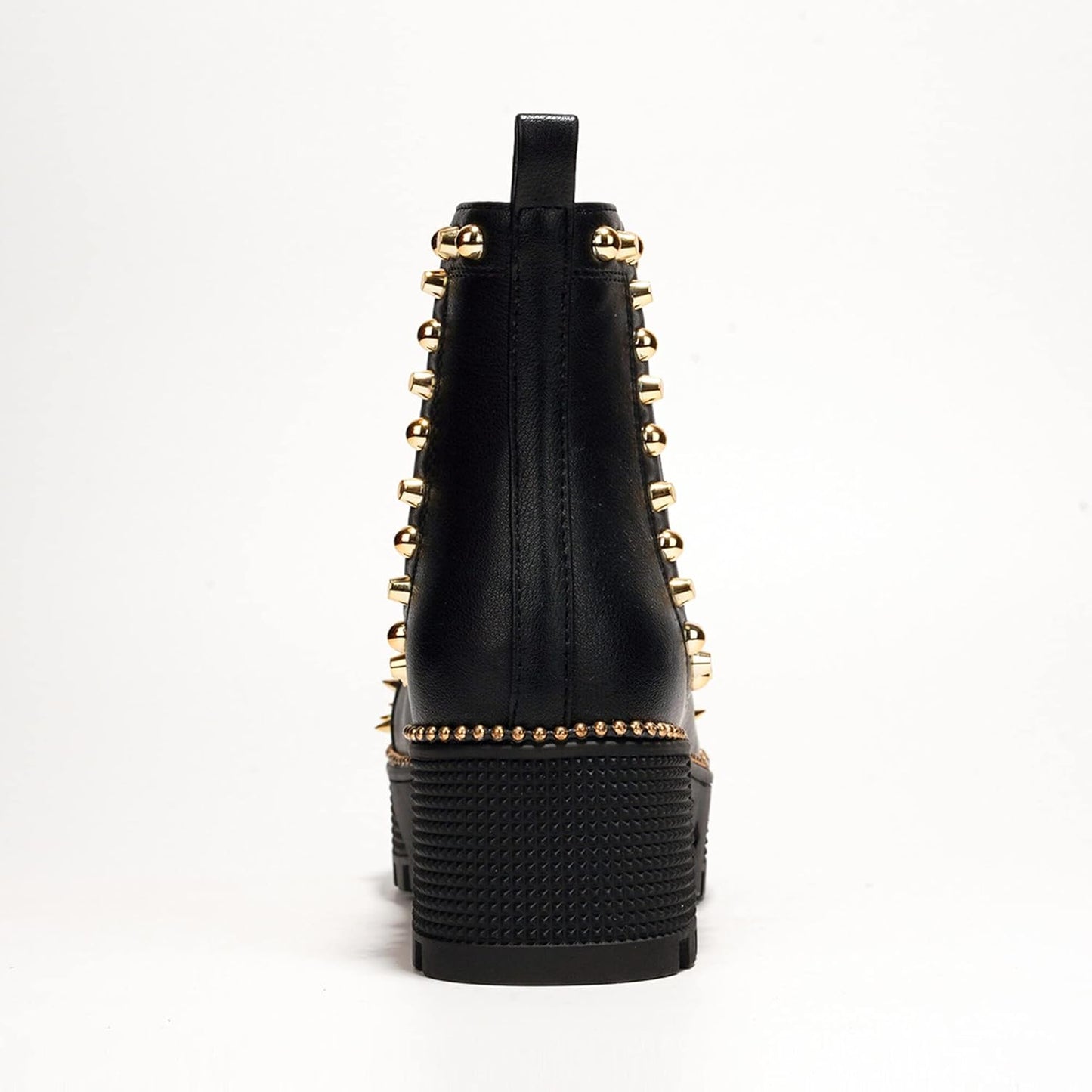 Women'S Platform Combat Boots Pull-On Ankle Booties Studded Goth Punk with Spiky Design & Chunky Heel - Size